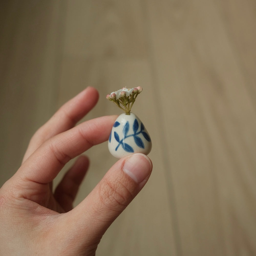 Blue Floral Porcelain Mini Bud Vase No.1 - PREORDER