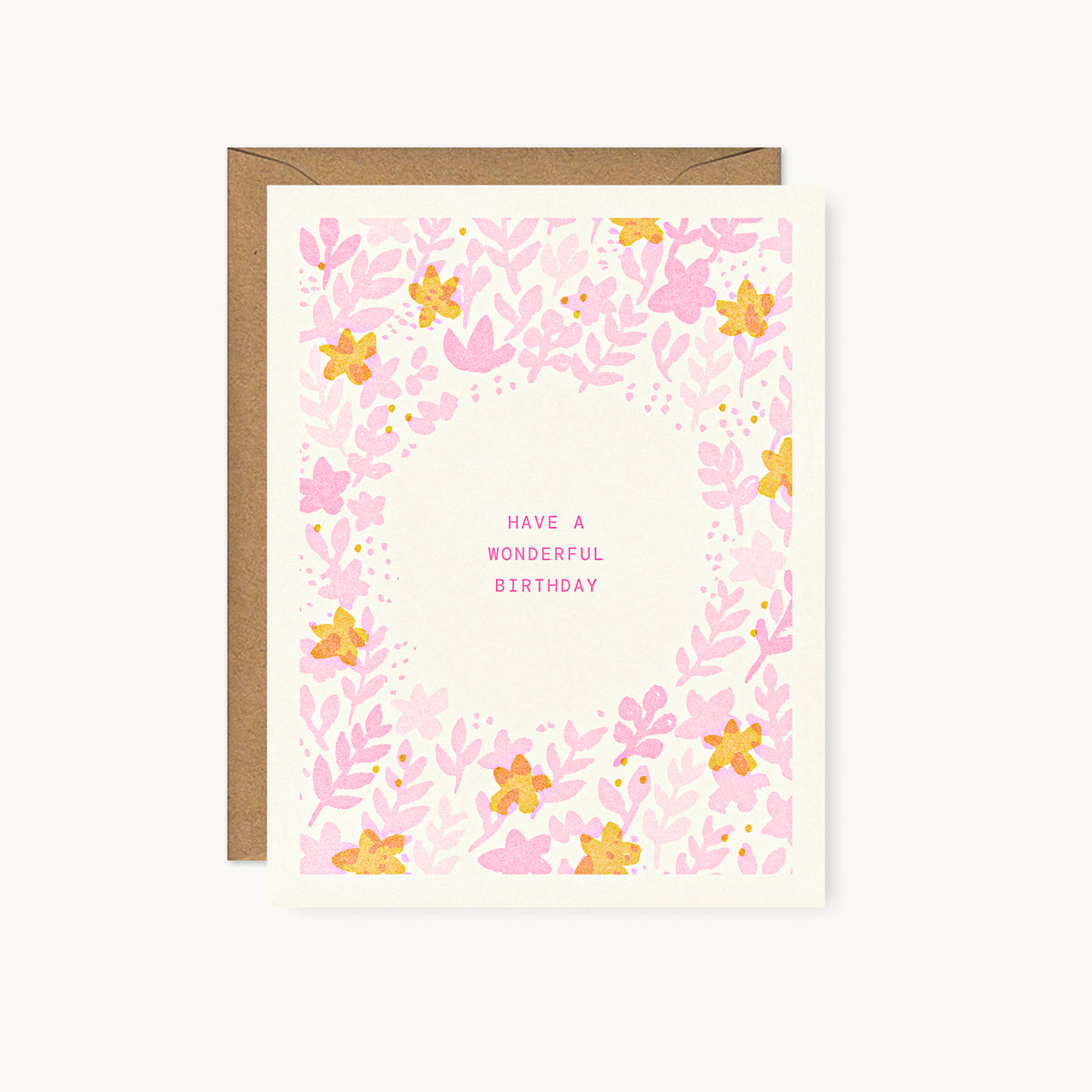 Have a Wonderful Birthday - Floral Risograph Card