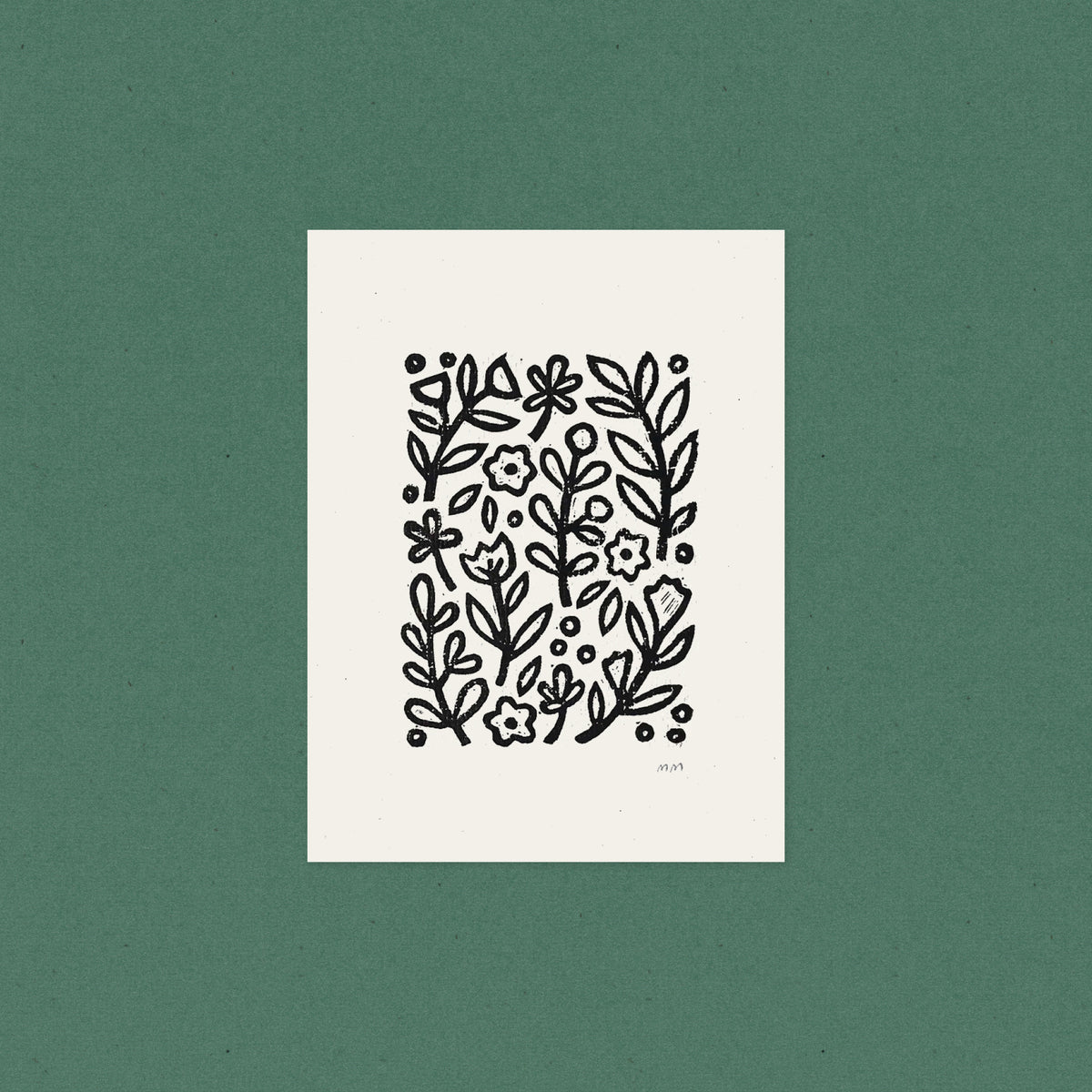 Spring Garden - Linocut Block Print