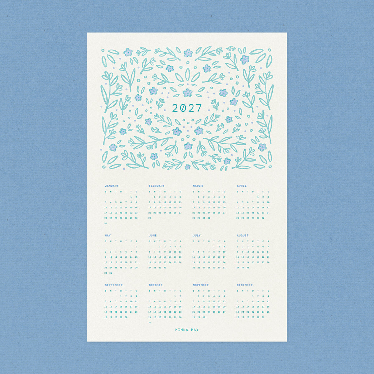 2027 Full Year Risograph Calendar Print - Botanical Garden