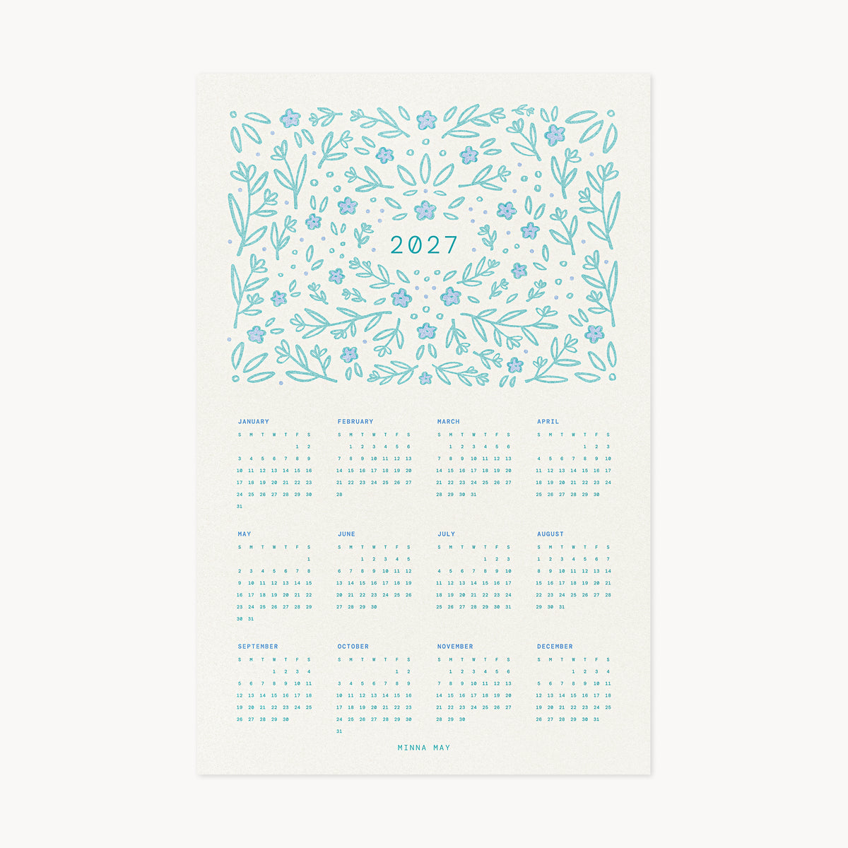 2027 Full Year Risograph Calendar Print - Botanical Garden