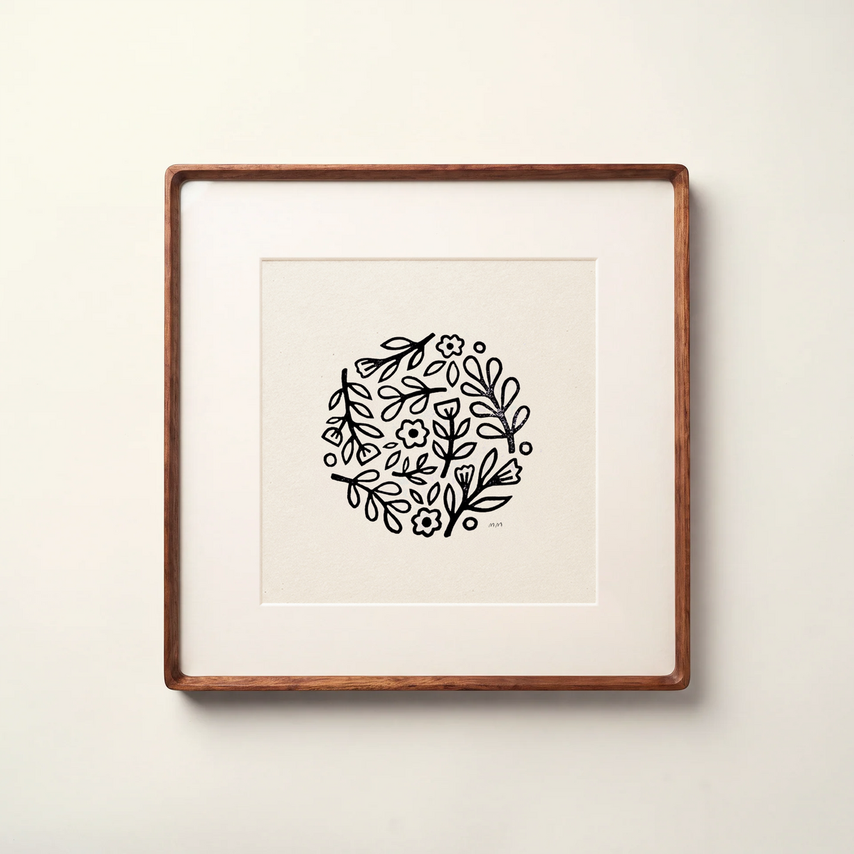 Plants All Around - Linocut Block Print
