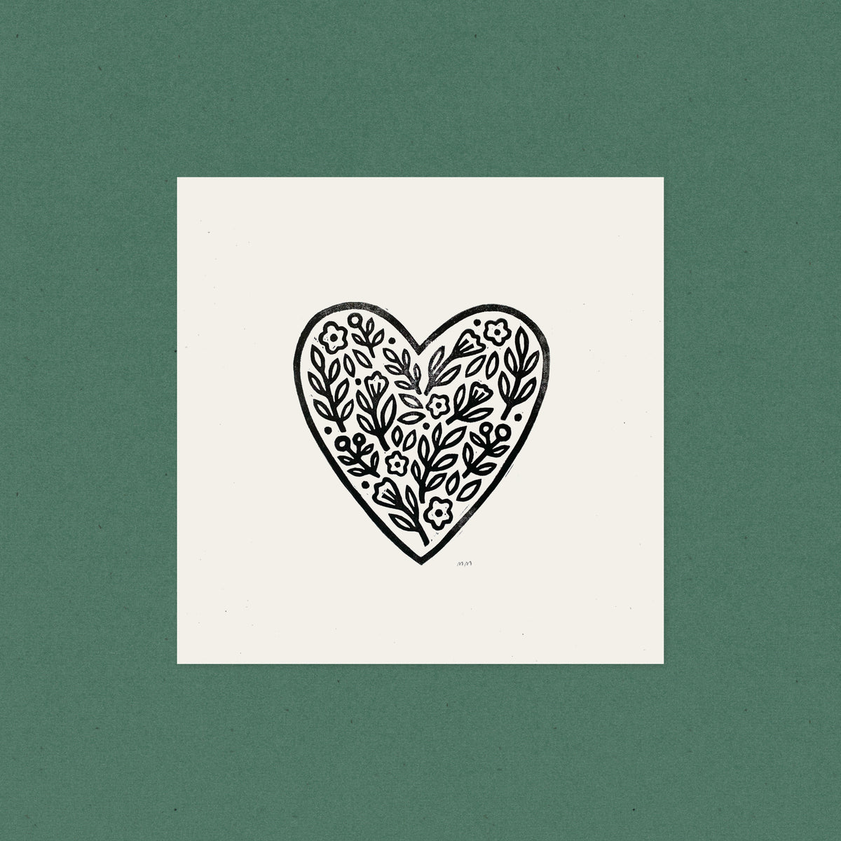 Heart Full of Plants - Linocut Block Print