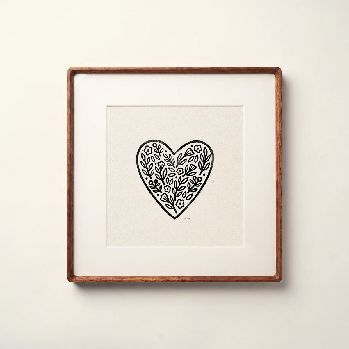 Heart Full of Plants - Linocut Block Print