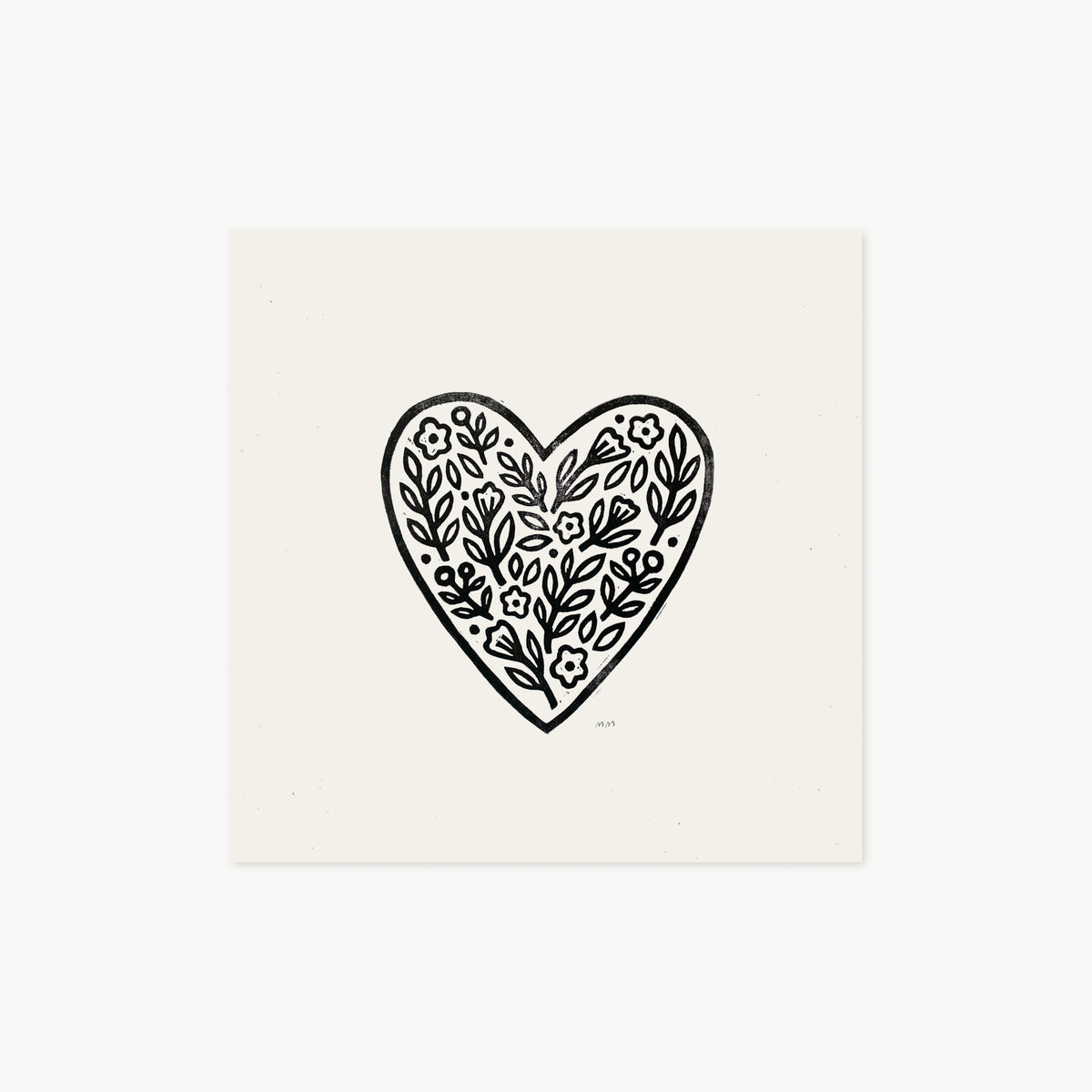Heart Full of Plants - Linocut Block Print