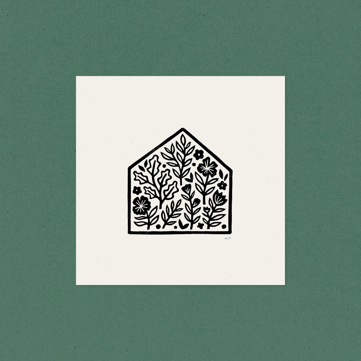 Home is Where My Plants Are - Linocut Block Print