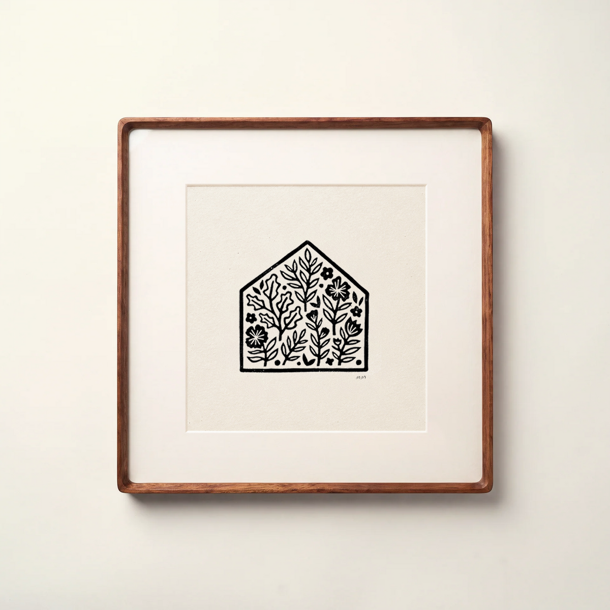 Home is Where My Plants Are - Linocut Block Print