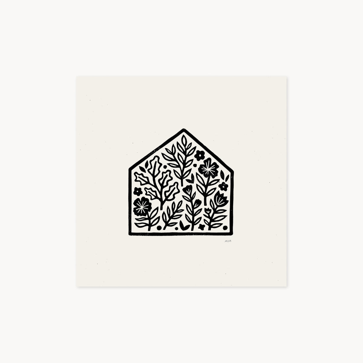 Home is Where My Plants Are - Linocut Block Print