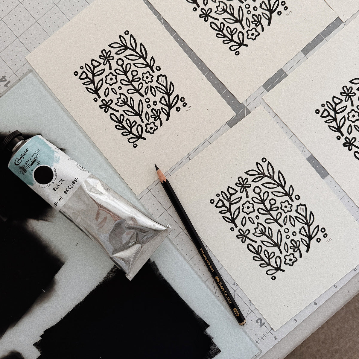 Spring Garden - Linocut Block Print