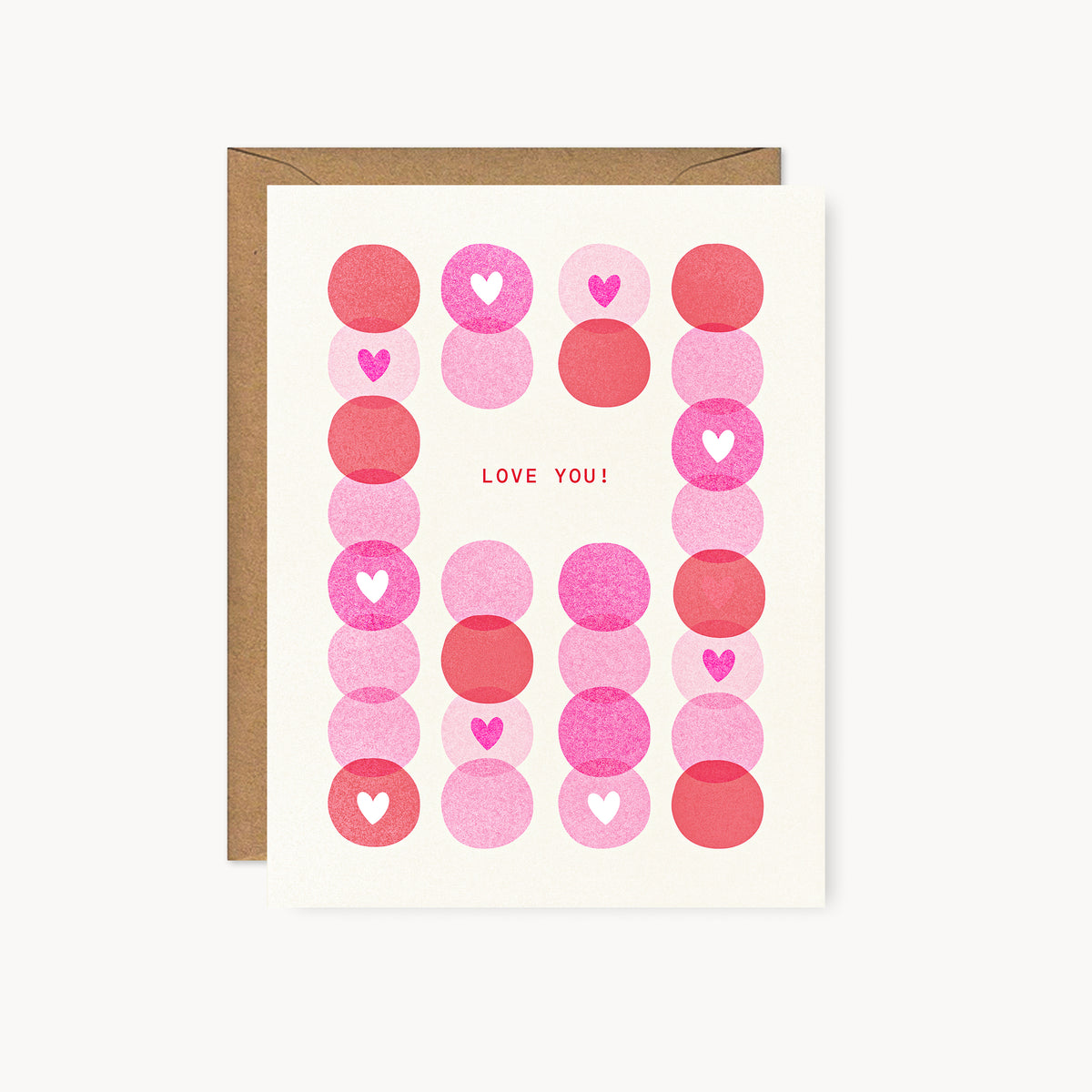 Love You Hearts - Risograph Card