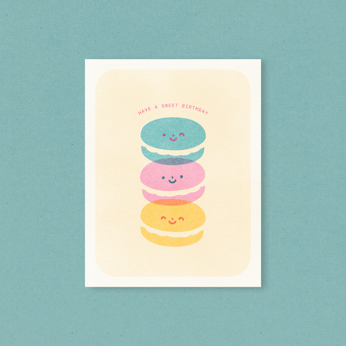 Have a Sweet Birthday - Macaron Risograph Card