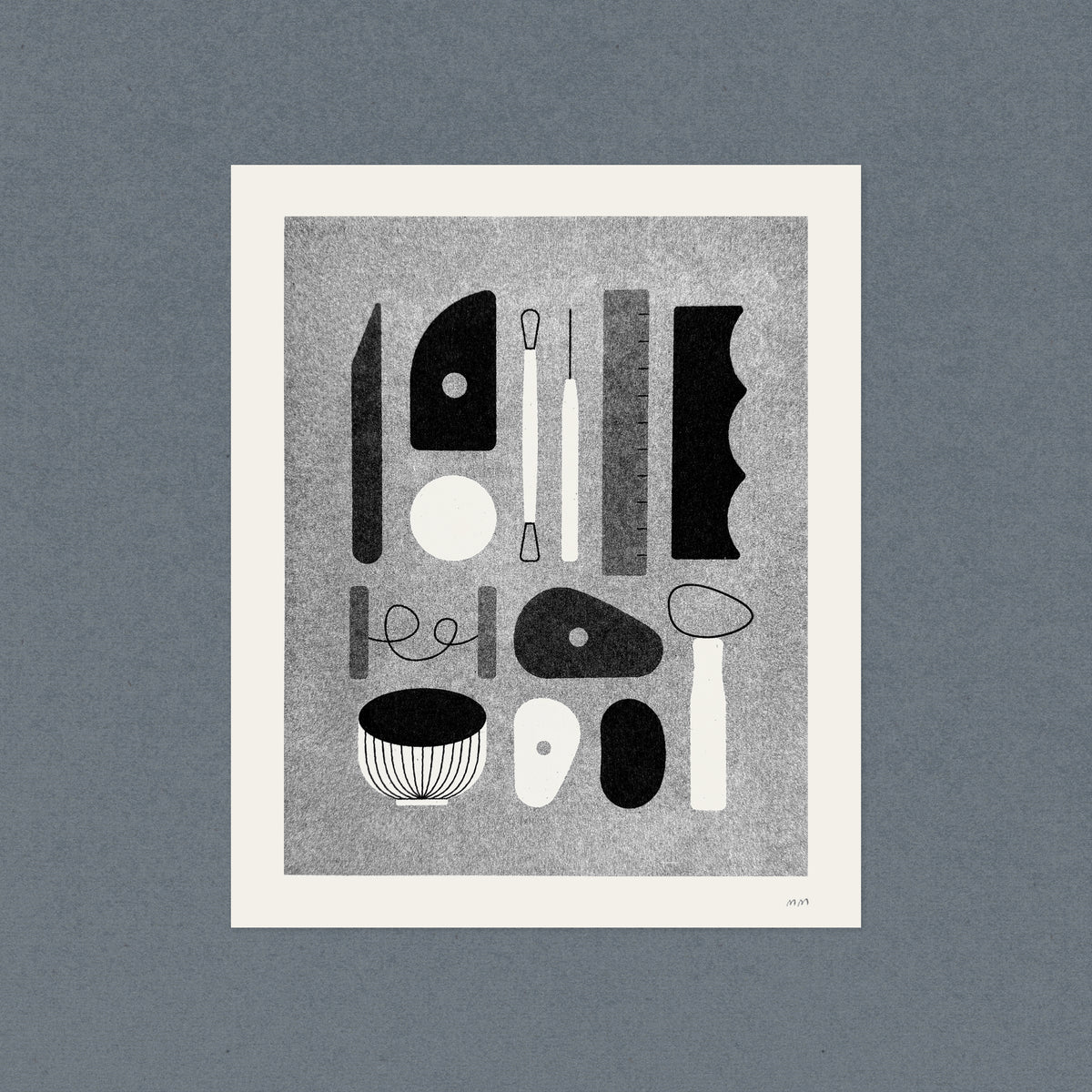 Tools of a Potter - Risograph Art Print in Black