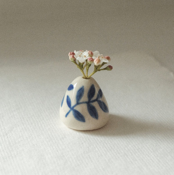 Blue Floral Porcelain Mini Bud Vase No.1 - PREORDER