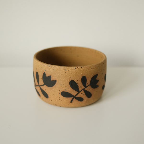 Hand Painted Flowers Speckled Planter Pot - 4.25 x 2.5"