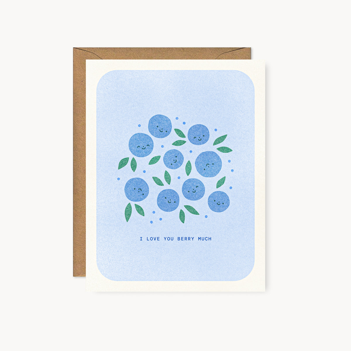 I Love You Berry Much - Blueberry Risograph Card