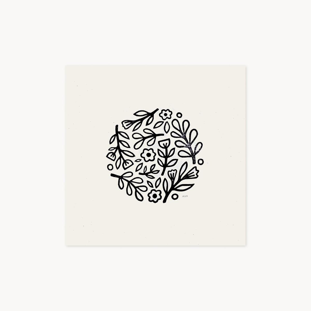 Plants All Around - Linocut Block Print