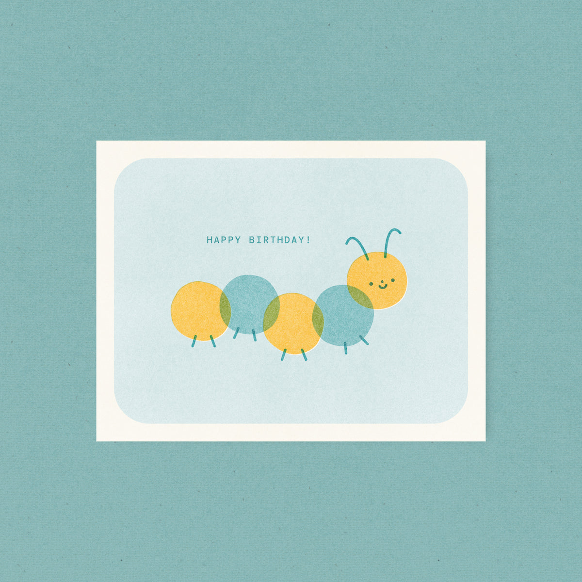 Cute Caterpillar - Birthday Risograph Card
