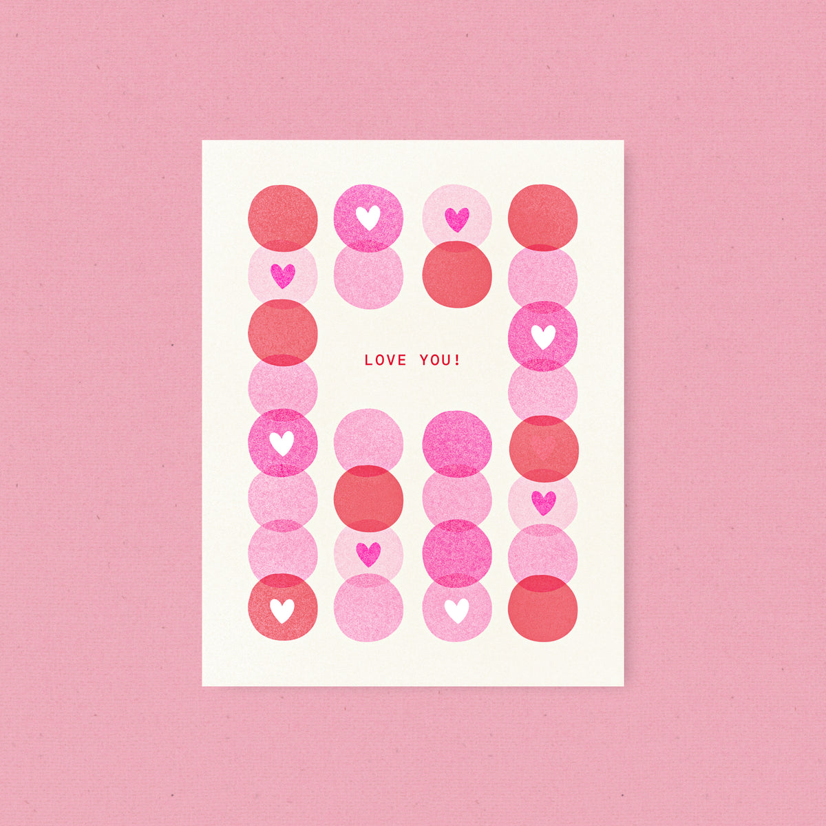 Love You Hearts - Risograph Card
