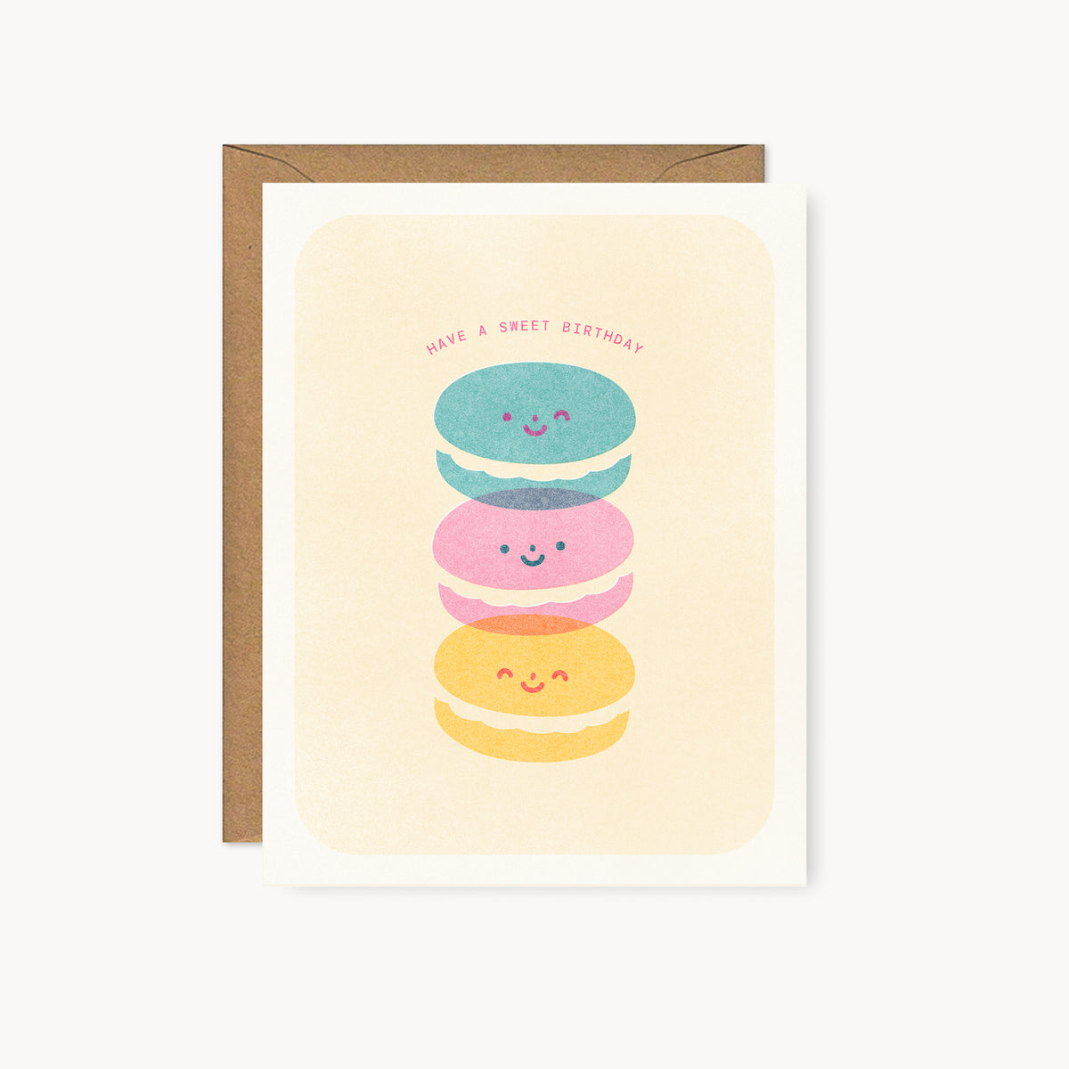 Have a Sweet Birthday - Macaron Risograph Card