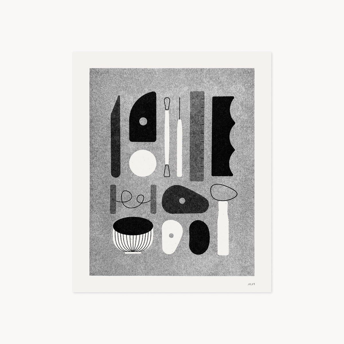 Tools of a Potter - Risograph Art Print in Black