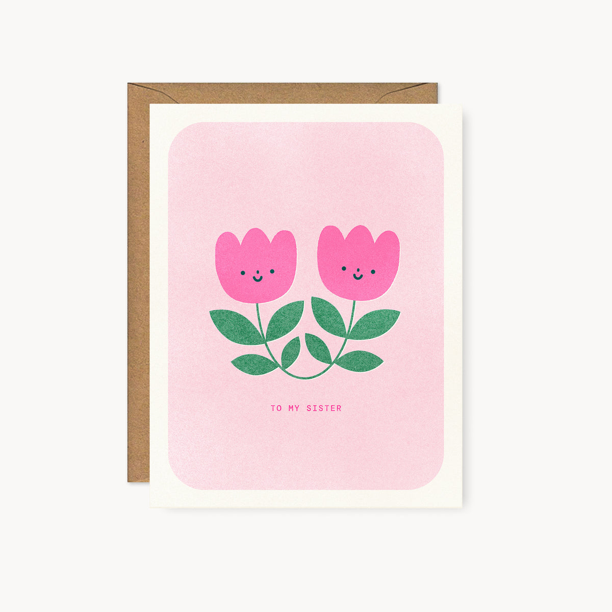 To My Sister - Tulip Birthday Risograph Card