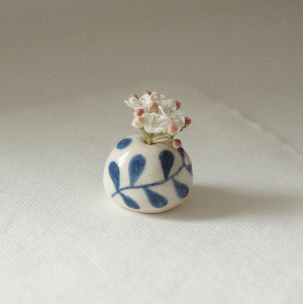 Blue Floral Porcelain Mini Bud Vase No.3 - PREORDER
