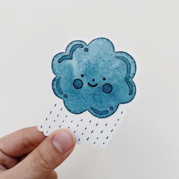 Happy Rain Cloud Watercolor Decal Sticker