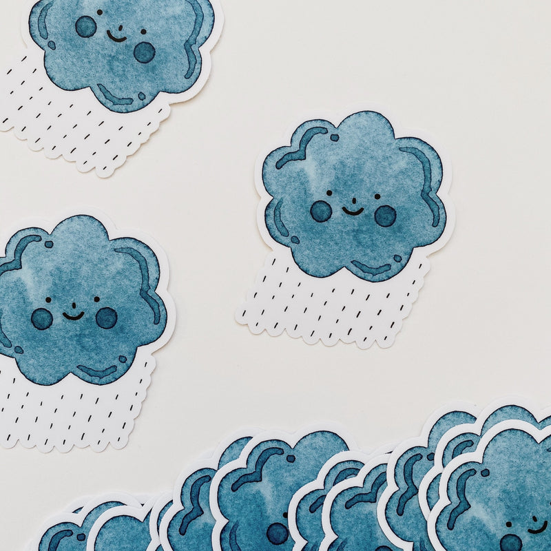 Happy Rain Cloud Watercolor Decal Sticker