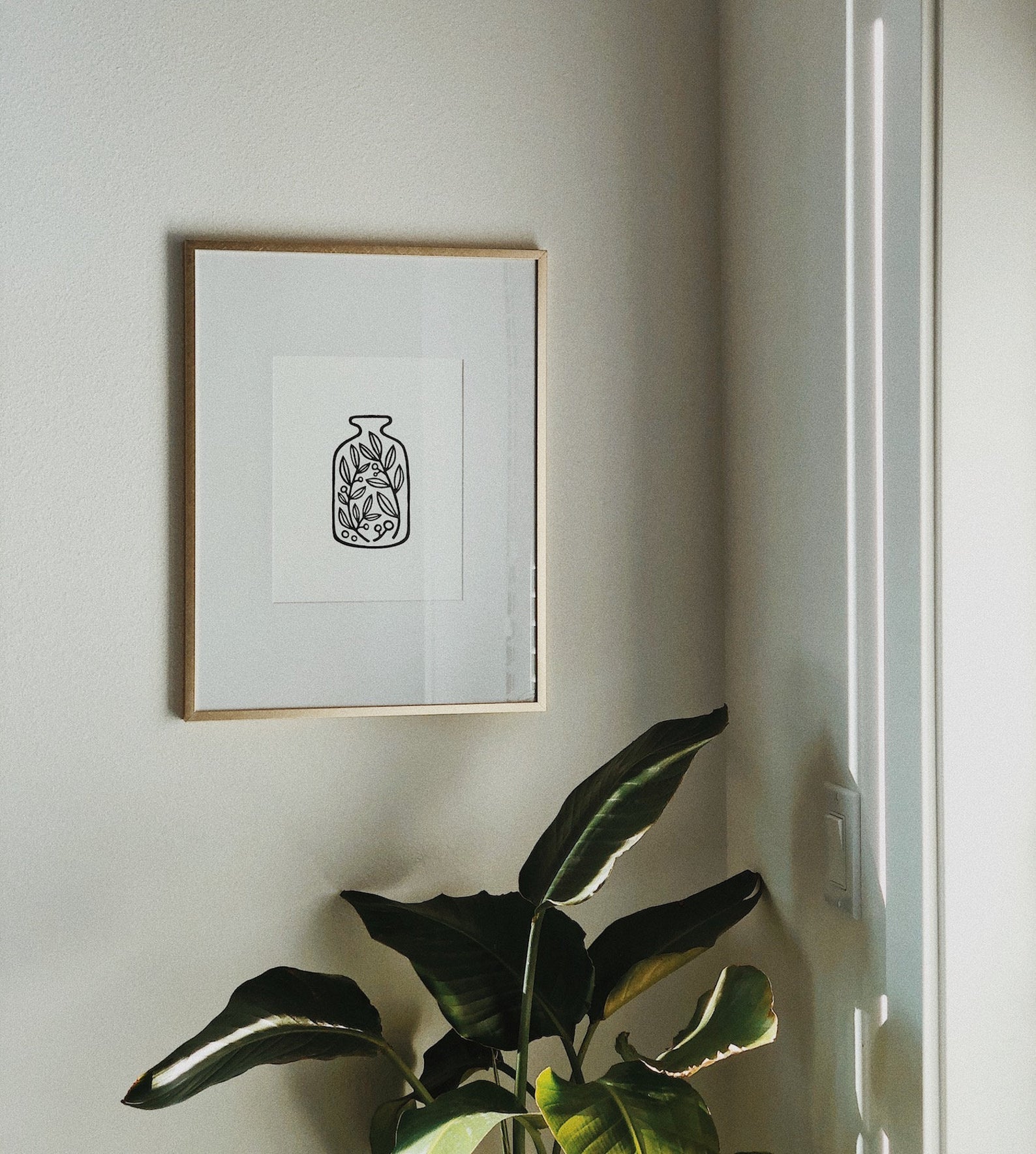 Jar of Plants - Linocut Art Print