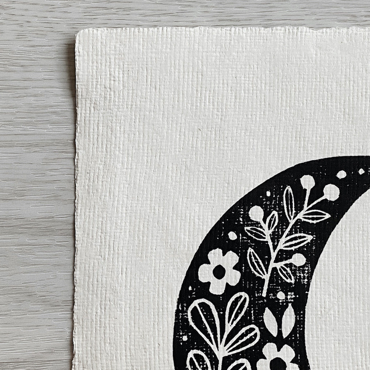 Crescent Moon - Linocut Art Print