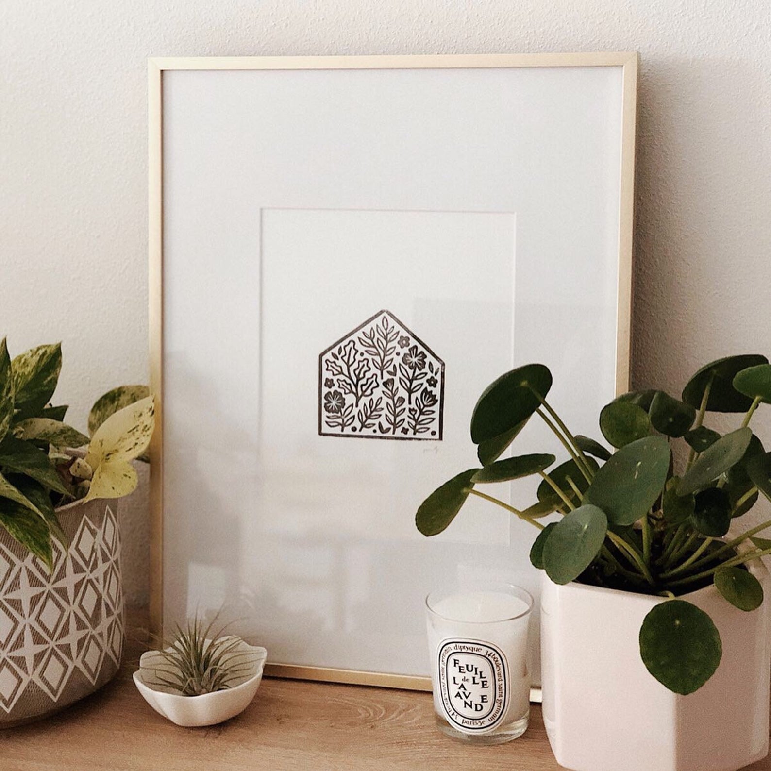 Home is Where My Plants Are - Linocut Art Print