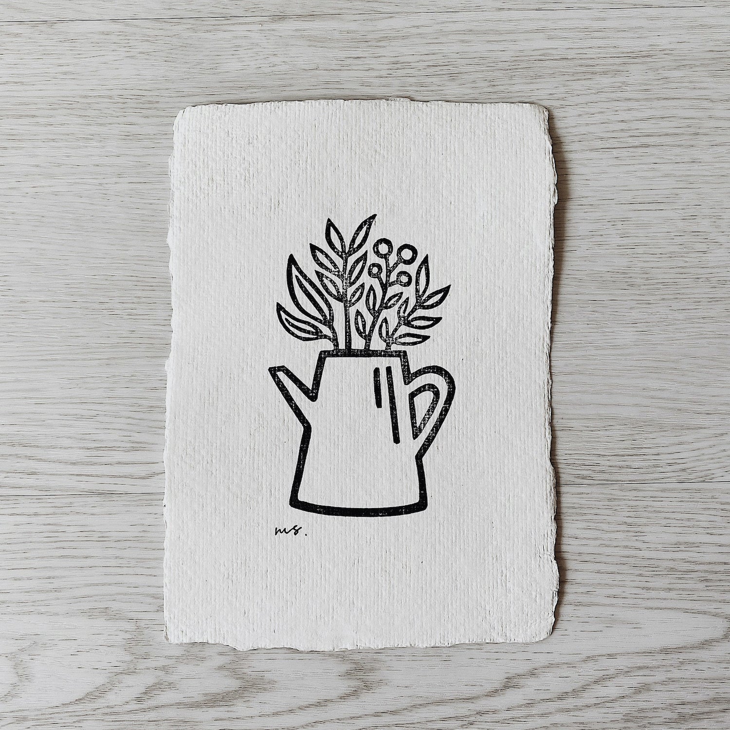 Garden Watering Can - Linocut Art Print