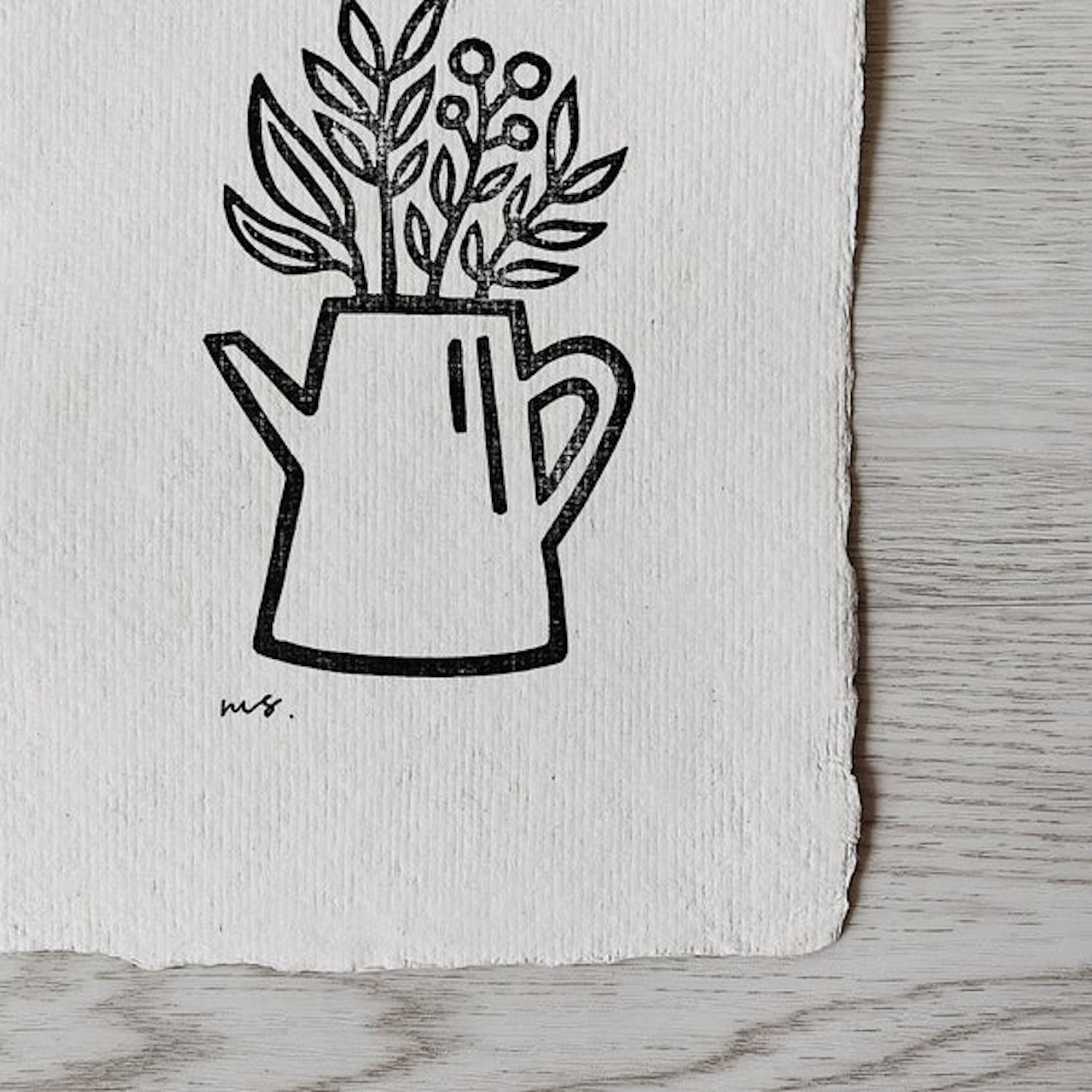 Garden Watering Can - Linocut Art Print