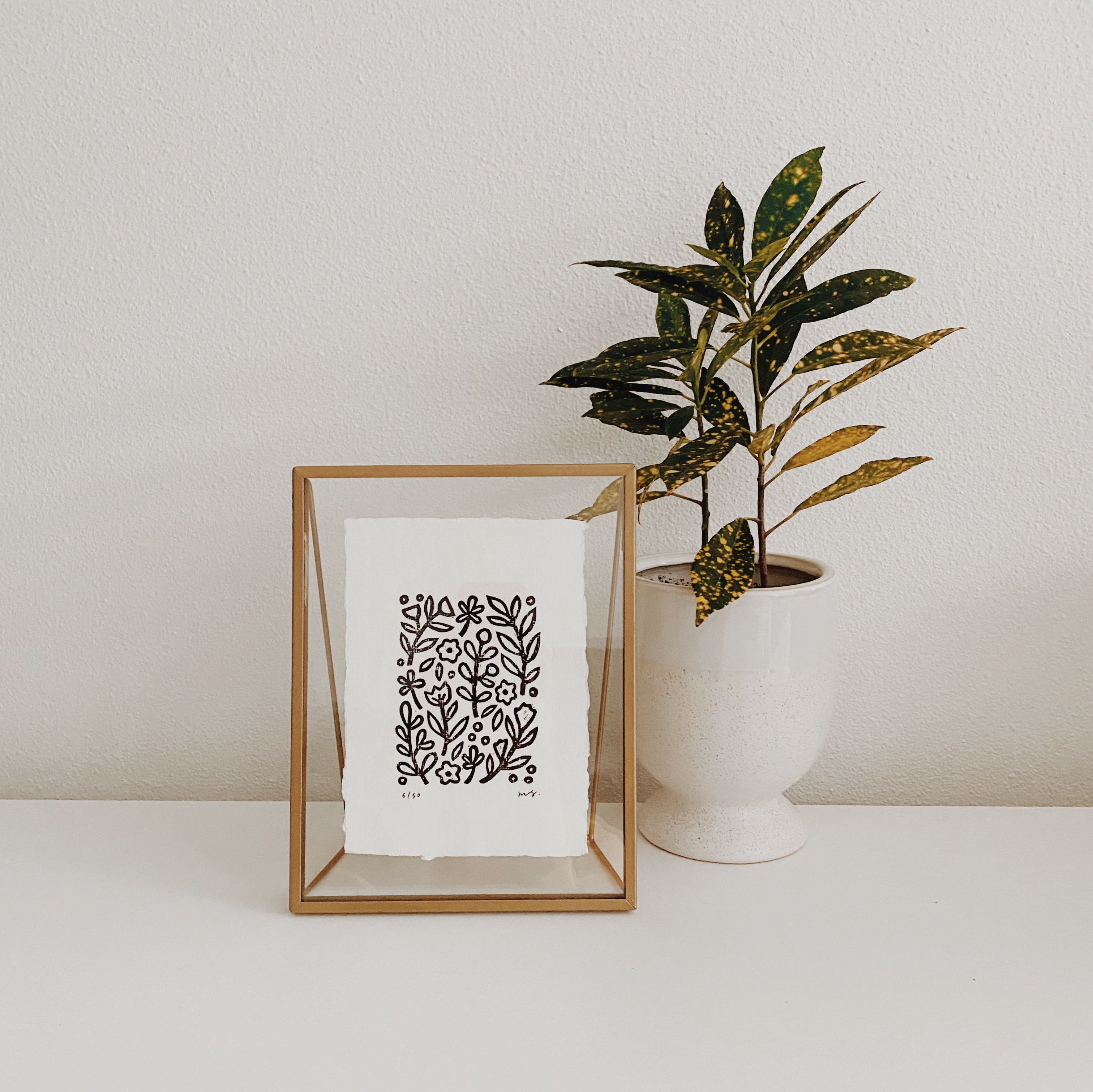 Spring Garden - Linocut Art Print