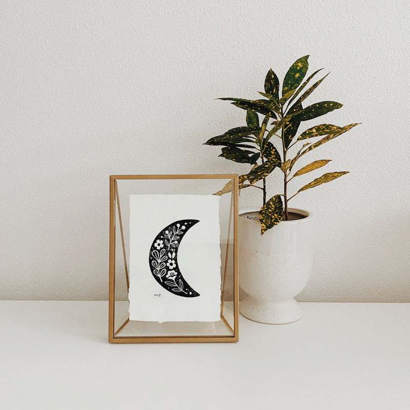 Crescent Moon - Linocut Art Print – Minna May Design